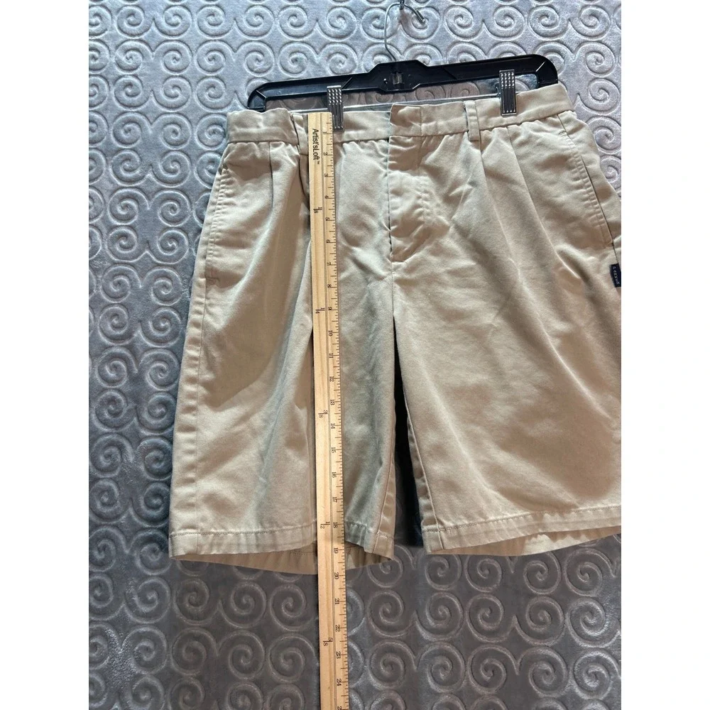 Parker Mens Khaki Pleated Shorts Size 31 Flat Front Casual Everyday **READ**‎